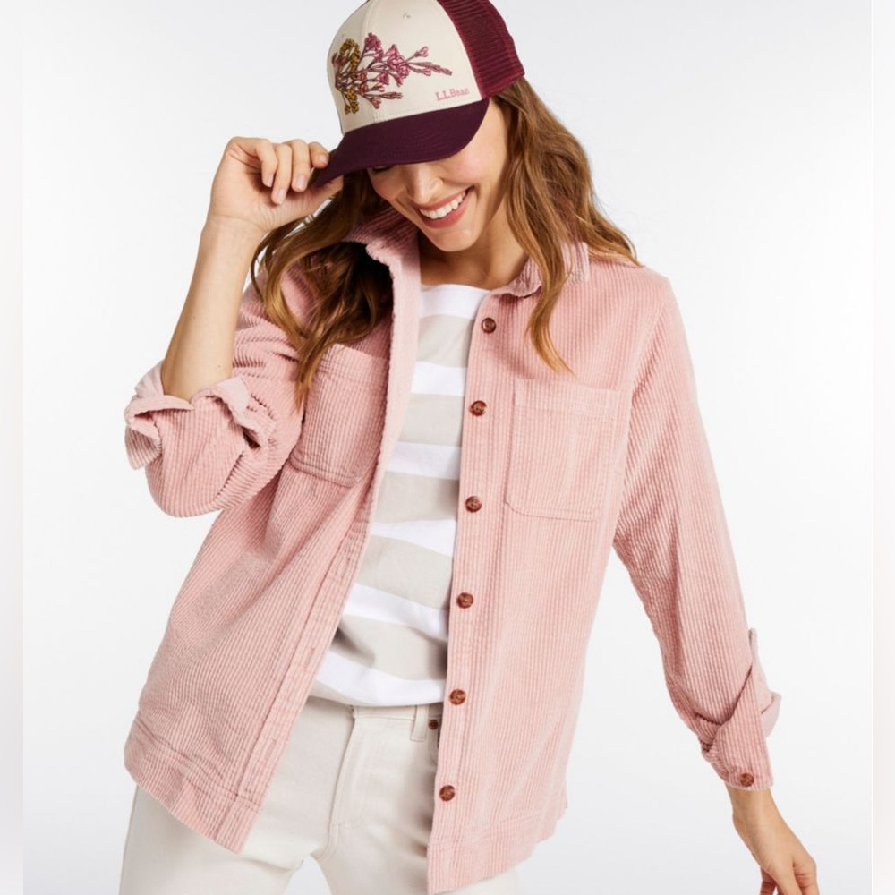 L.L. Bean Dusty Pink Corduroy Button-Front Shirt Jacket
